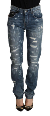 Dolce & Gabbana Blue Distressed Denim BOYFRIEND Skinny Jeans -   -  Dolce & Gabbana.